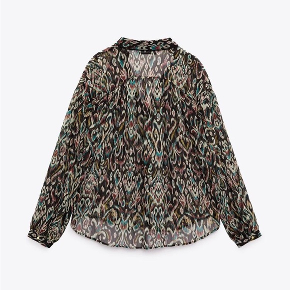 ZARA PRINTED SHIRT WITH METALLIC THREAD - Picture 7 of 9